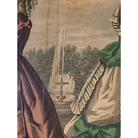 Antique Victorian Fashion Print Art Decorative Matte 1850's 14" x 12" Decor 7412 - Picture 10 of 10